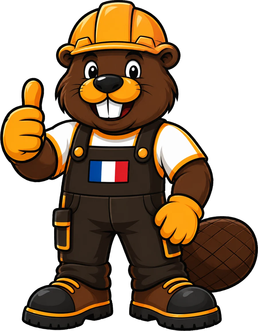 La mascotte des Castors du Bâtiment, pouce levé